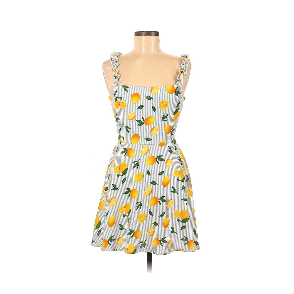 5/$25 Lemon Print Ruffle Strap Mini Dress